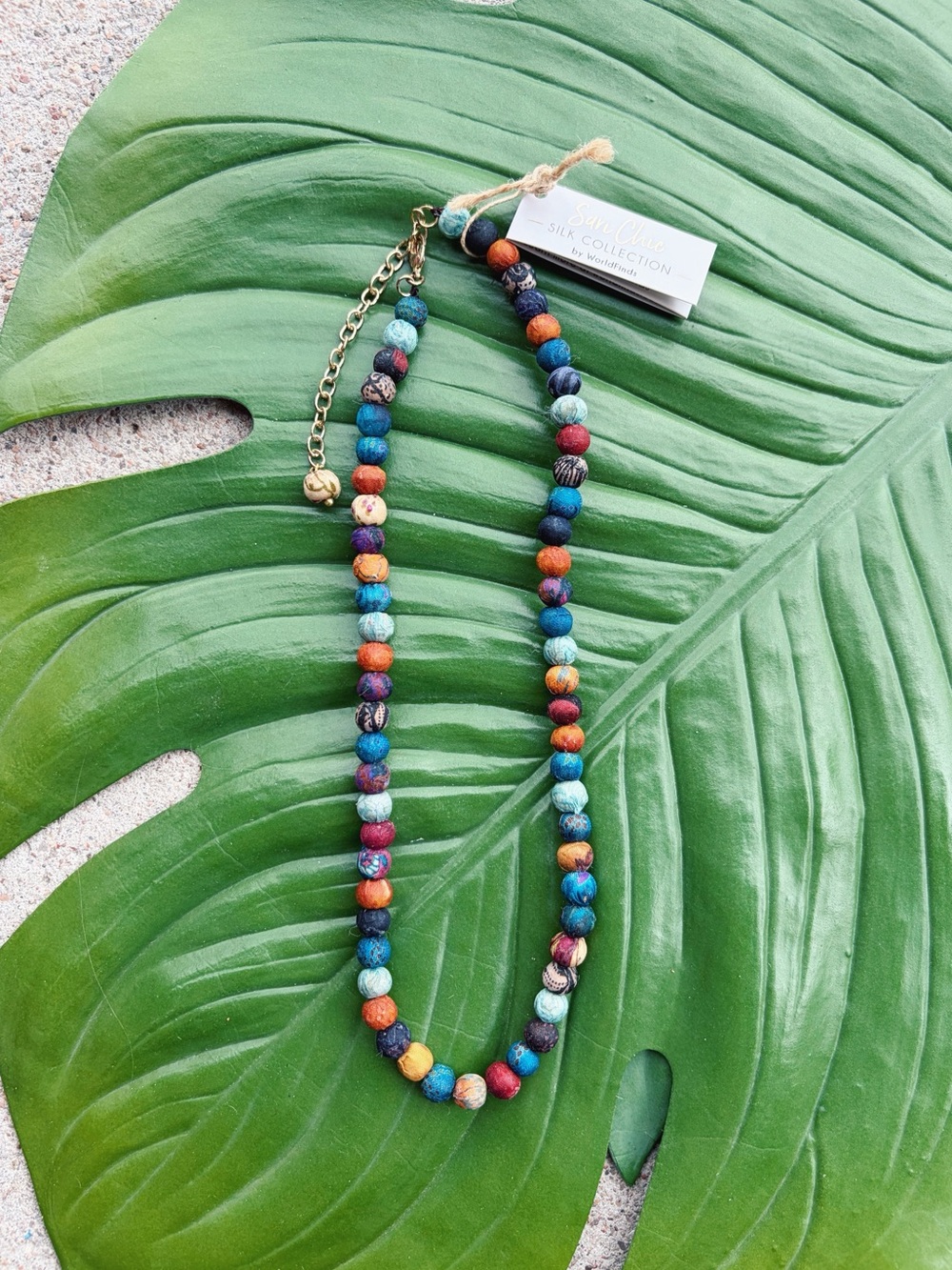 World Finds Sari Silk Kantha Classic Necklace